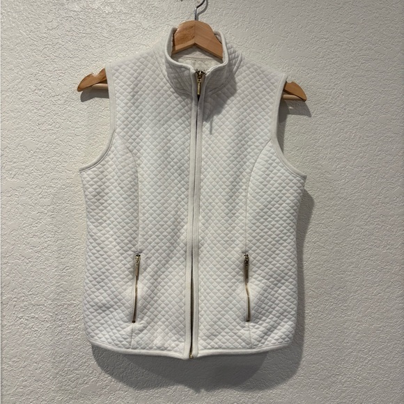 Karen Scott Sport White Quilted Zip-Up Vest – Petite Small Preppy Classic - Picture 1 of 4